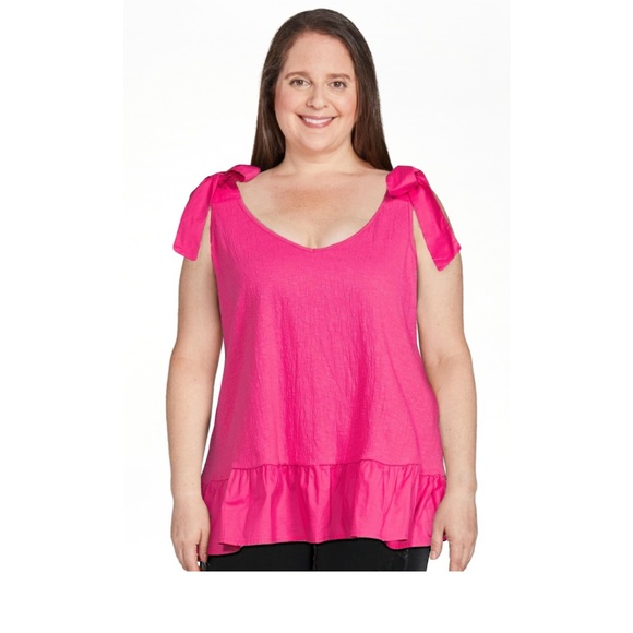 NWT Pink Tie Knot Tank Size 0X (14W) - Picture 2 of 8